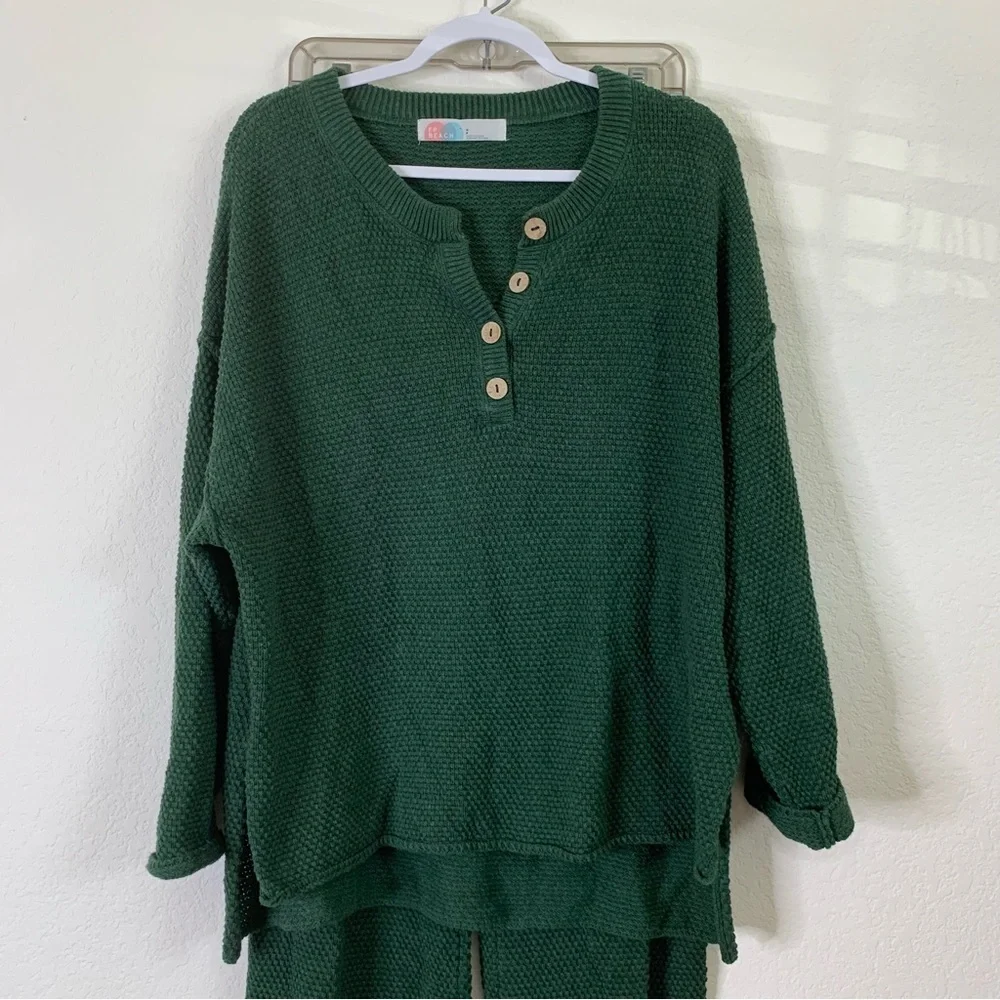 Free People Beach Dark Green Hailee Set top/ Pants S
